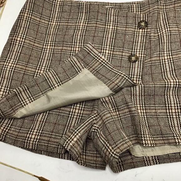 Altar’d State Skort Plaid Brown Houndstooth Lined - Picture 4 of 13